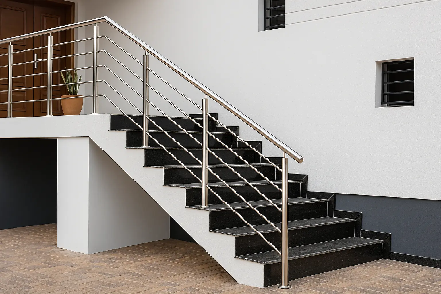Metal staircase railing installation